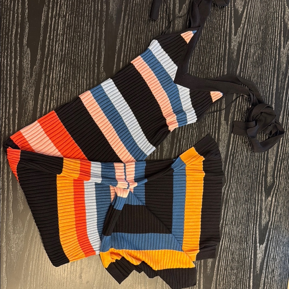 Gianni Bini Striped Midi Dress - Black, Orange, Blue, Pink